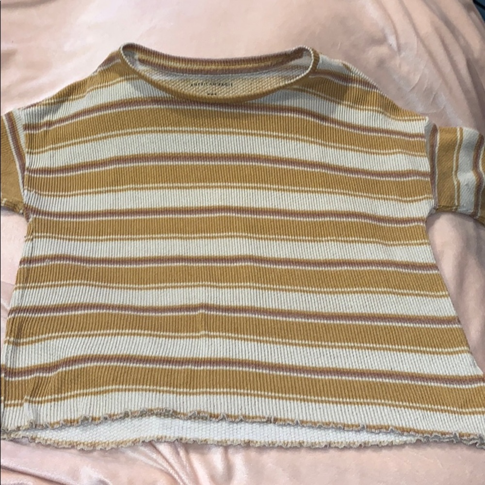 Yellow Striped American Eagle Shirt